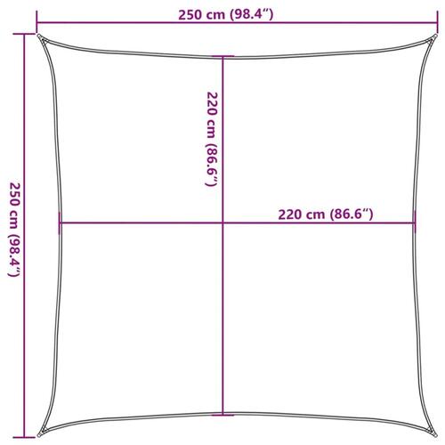 Solsejl 2,5x2,5 m 100 % polyesterstof lysegrå
