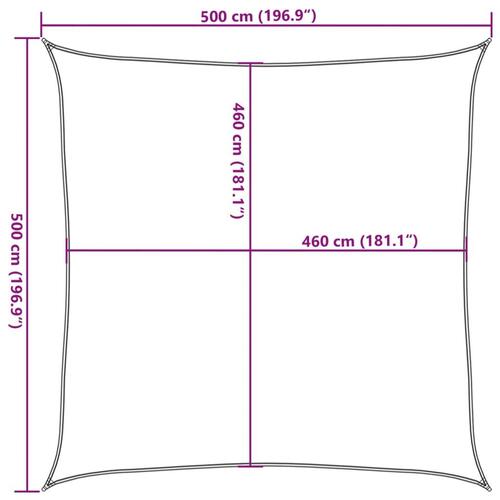 Solsejl 5x5 m 100 % polyesterstof sandfarvet