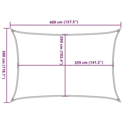 Solsejl 4x3 m 100 % polyesterstof lysegrå