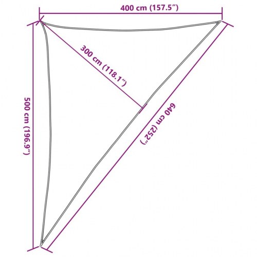Solsejl trekant 4×5×6,4 m - sandfarvet, 100 % polyester