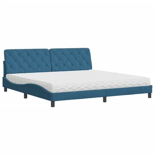 Seng med madras 200x200 cm velour blå