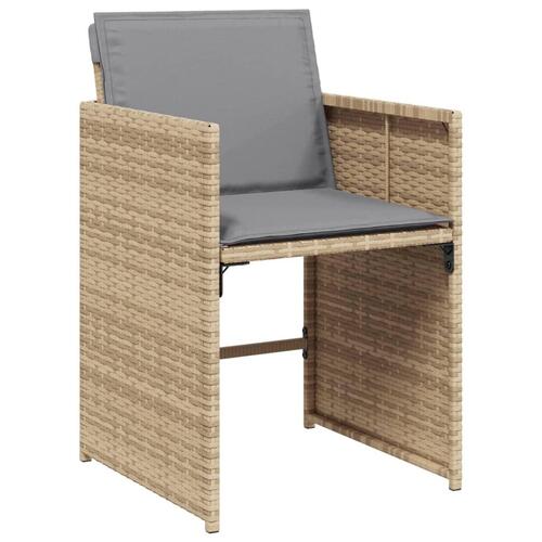 Spisebordssæt til haven 15 dele med hynder polyrattan beige