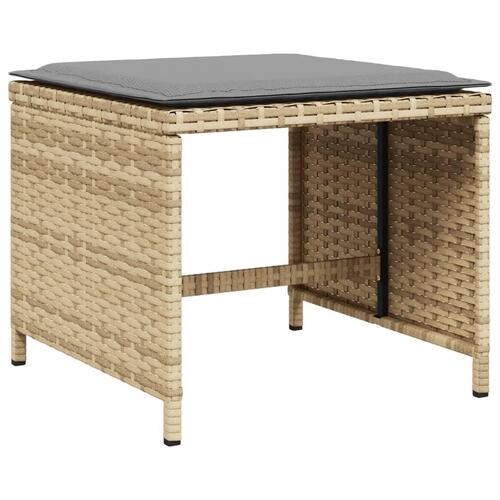 Spisebordssæt til haven 15 dele med hynder polyrattan beige