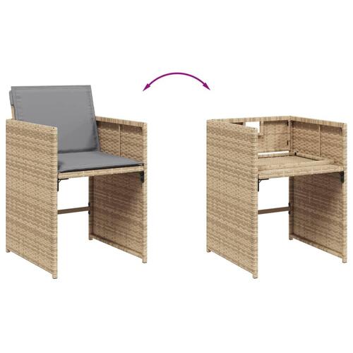 Spisebordssæt til haven 15 dele med hynder polyrattan beige