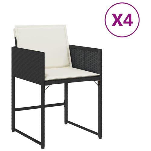 Havestole med hynder 4 stk. polyrattan sort
