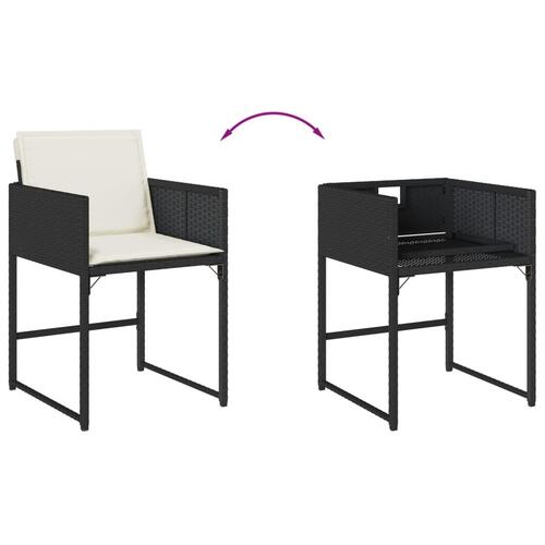 Havestole med hynder 4 stk. polyrattan sort