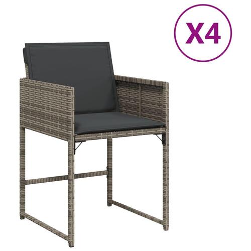 Havestole med hynder 4 stk. polyrattan grå