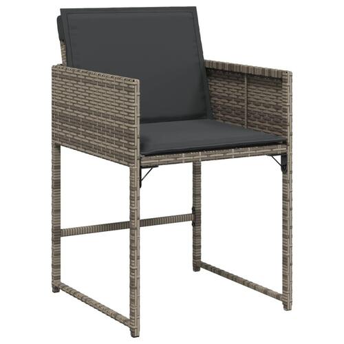 Havestole med hynder 4 stk. polyrattan grå