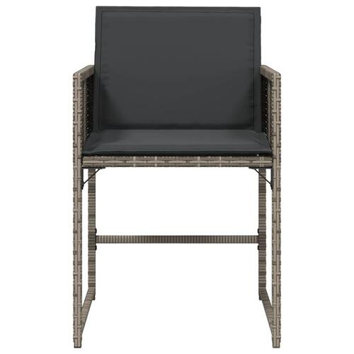 Havestole med hynder 4 stk. polyrattan grå