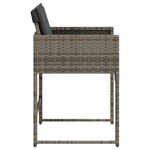 Havestole med hynder 4 stk. polyrattan grå