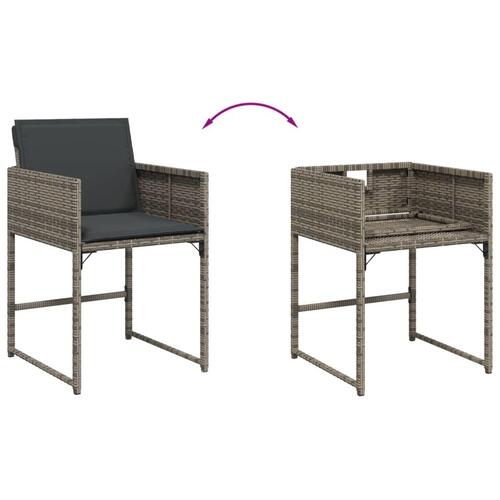 Havestole med hynder 4 stk. polyrattan grå
