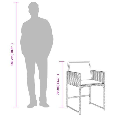 Havestole med hynder 4 stk. polyrattan grå