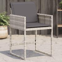 Havestole 4 stk. med hynder polyrattan lysegrå