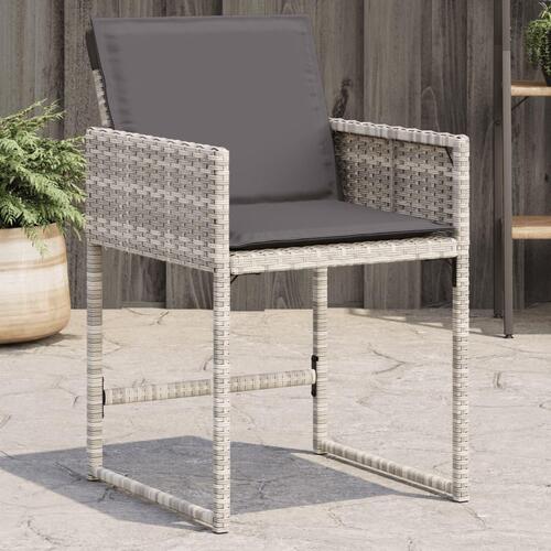 Havestole 4 stk. med hynder polyrattan lysegrå