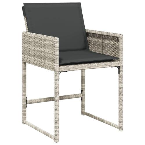 Havestole 4 stk. med hynder polyrattan lysegrå