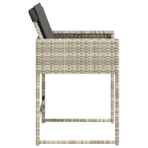 Havestole 4 stk. med hynder polyrattan lysegrå