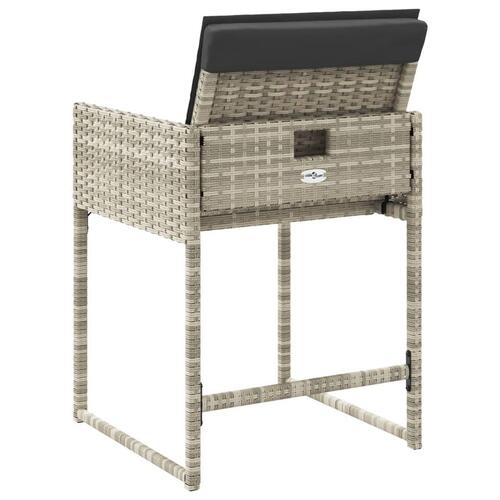 Havestole 4 stk. med hynder polyrattan lysegrå