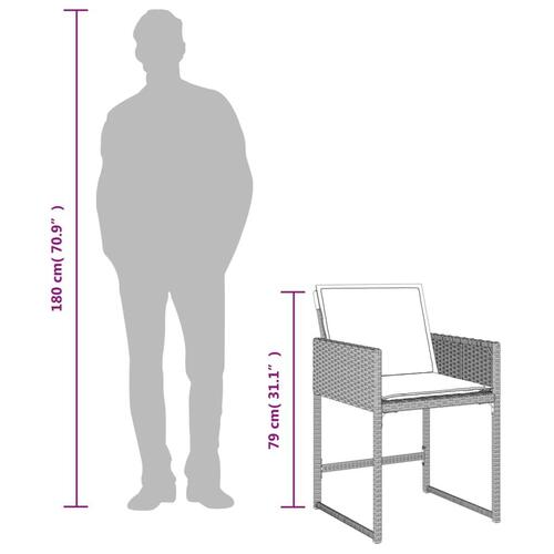 Havestole 4 stk. med hynder polyrattan lysegrå