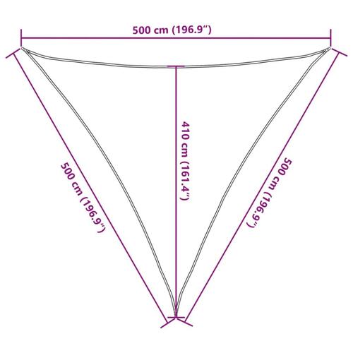 Solsejl 5x5x5 m 100 % polyesterstof lysegrå