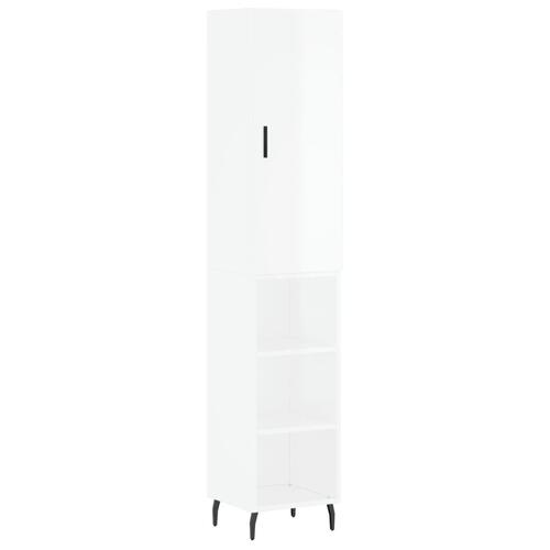 Skab 34,5x34x180 cm konstrueret træ hvid højglans