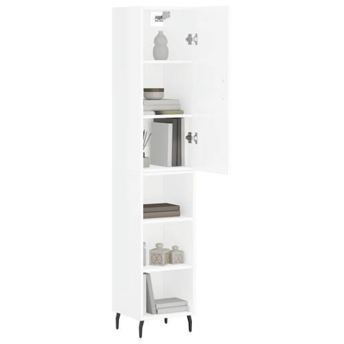 Skab 34,5x34x180 cm konstrueret træ hvid højglans