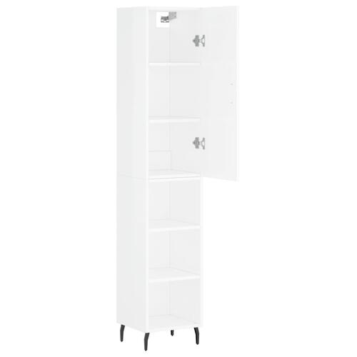 Skab 34,5x34x180 cm konstrueret træ hvid højglans