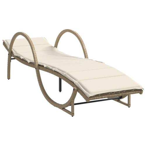 Liggestol med hynde 60x199x42 cm polyrattan beige