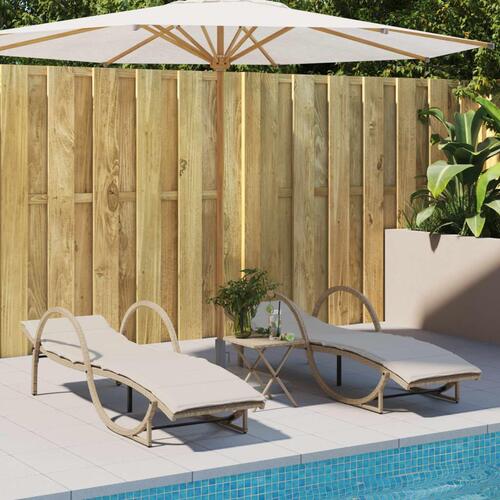 Liggestol med hynde 60x199x42 cm polyrattan beige