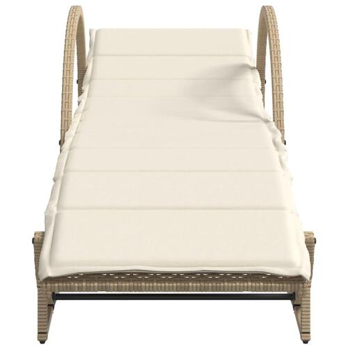 Liggestol med hynde 60x199x42 cm polyrattan beige