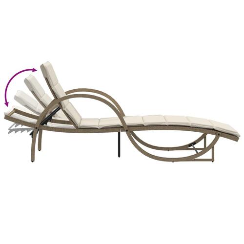 Liggestol med hynde 60x199x42 cm polyrattan beige