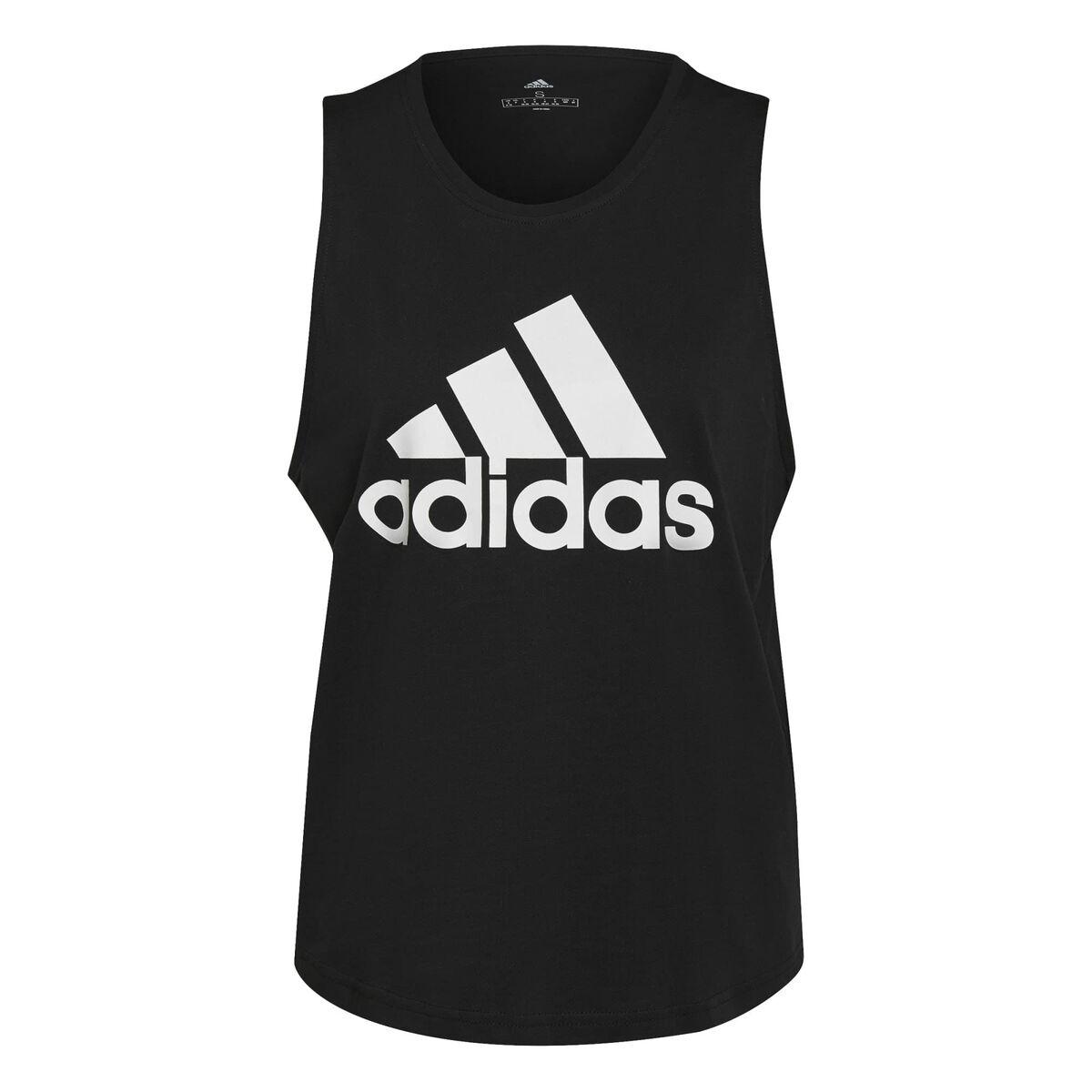 Adidas ærmeløs top til damer - XS, sort med logo