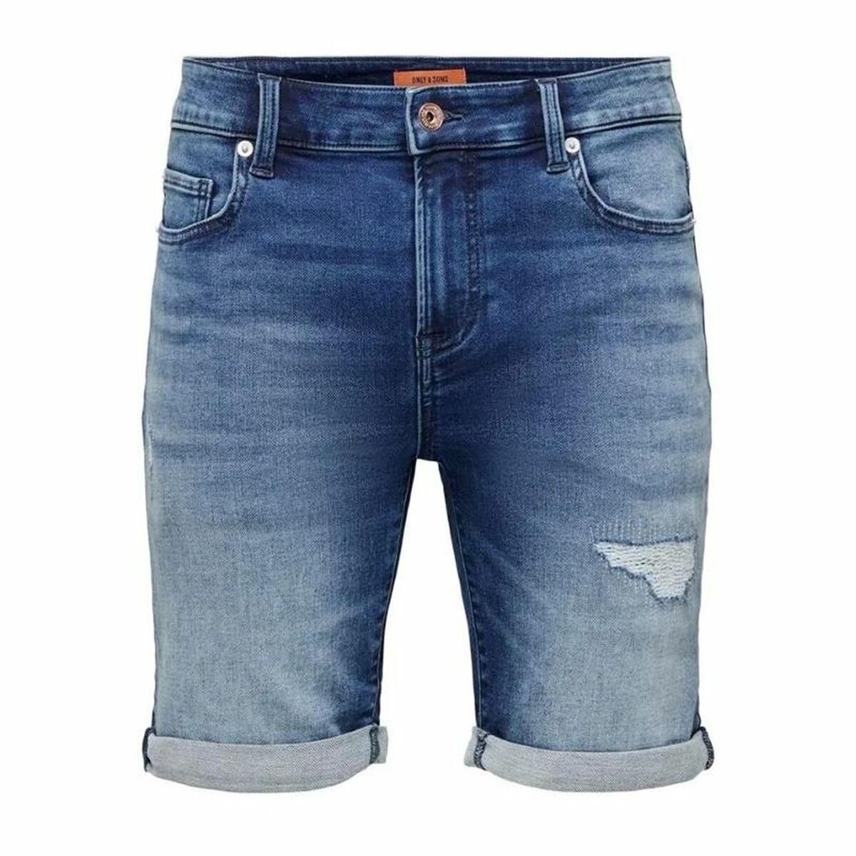 Only & Sons Onsply jeansshorts til mænd - Dark Mid Blue (S)