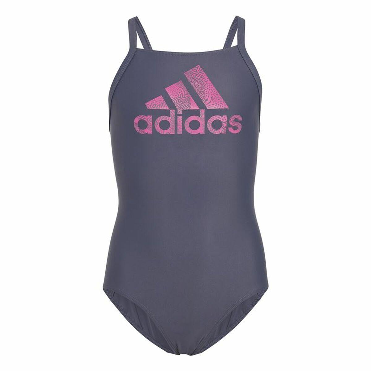 Badedragt til piger Adidas Big Logo Blå 14-15 år