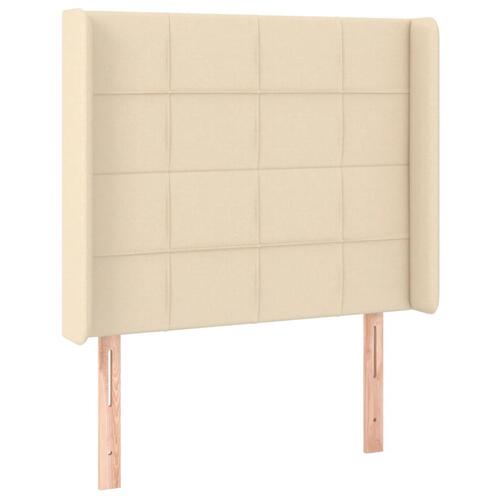 Sengegavl med kanter 103x16x118/128 cm stof cremefarvet