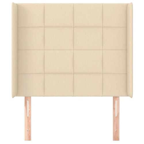 Sengegavl med kanter 103x16x118/128 cm stof cremefarvet