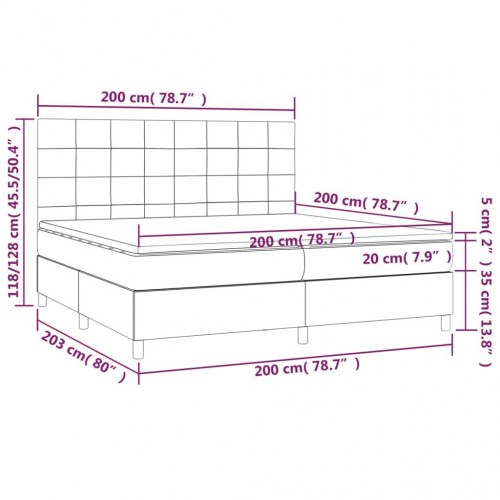 Kontinentalseng med madras 200x200 cm - stof, cremefarvet