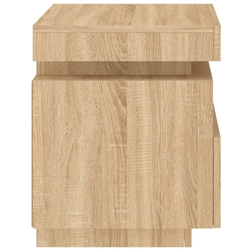 Sengebord med LED-lys 40x39x48,5 cm sonoma-eg