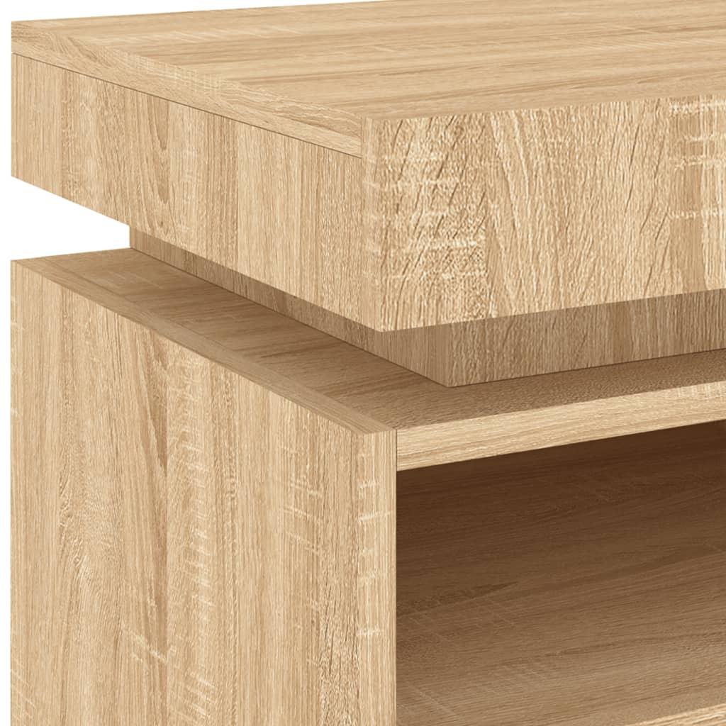 Sengebord med LED-lys 40x39x48,5 cm sonoma-eg