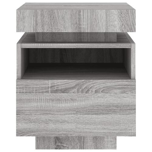 Sengeborde 2 stk. med LED-lys 40x39x48,5 cm grå sonoma-eg