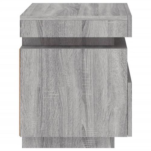 Sengeborde 2 stk. med LED-lys 40x39x48,5 cm grå sonoma-eg