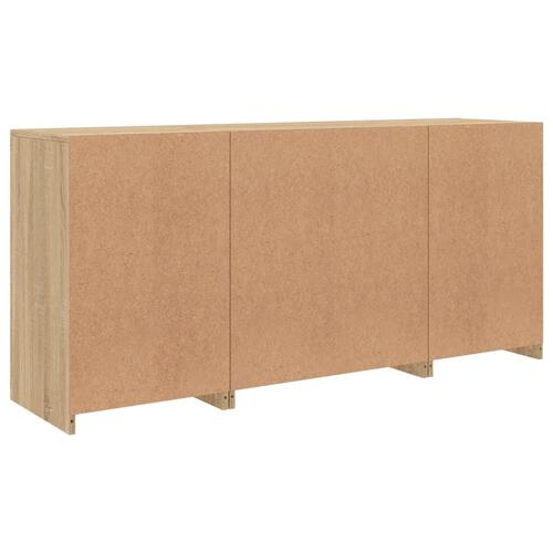 Skænk med LED-lys 142,5x37x67 cm sonoma-eg