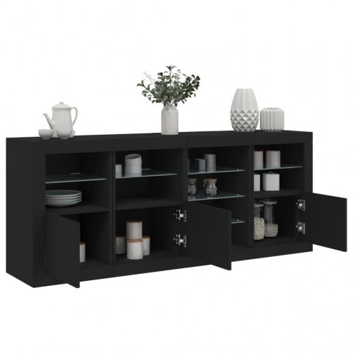 Skænk med LED-lys 164x37x67 cm sort