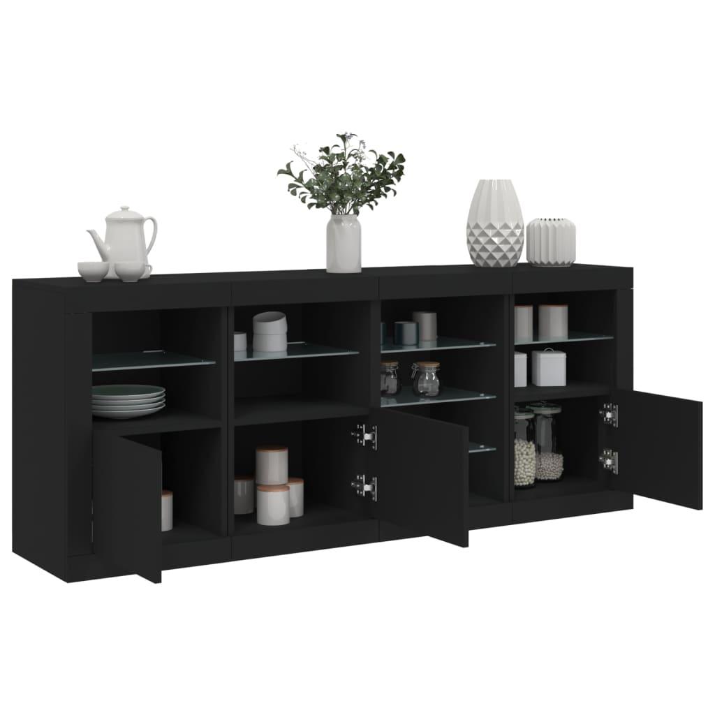 Skænk med LED-lys 164x37x67 cm sort