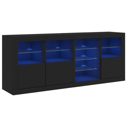 Skænk med LED-lys 164x37x67 cm sort