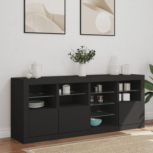 Skænk med LED-lys 164x37x67 cm sort