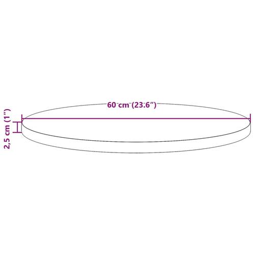 Bordplade Ø60x2,5 cm rund massivt fyrretræ gyldenbrun