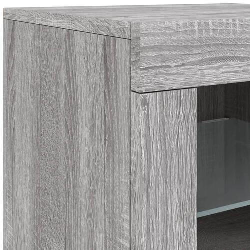 Skænk med LED-lys 123x37x67 cm grå sonoma-eg