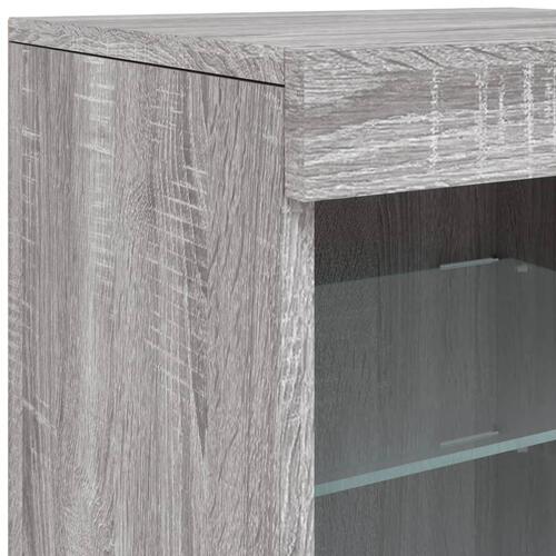Skænk med LED-lys 123x37x67 cm grå sonoma-eg