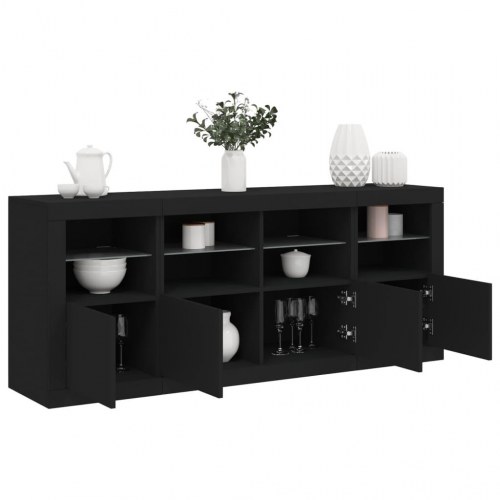 Skænk med LED-lys 163x37x67 cm sort
