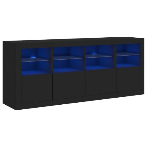 Skænk med LED-lys 163x37x67 cm sort